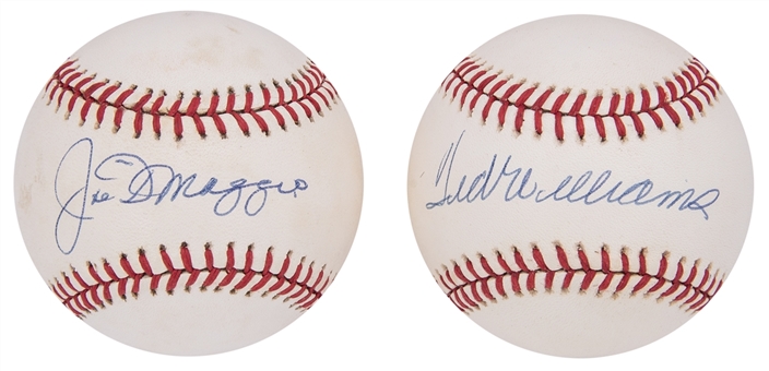 Ted Williams & Joe DiMaggio Signed Rawlings Baseball Lot Of Two (2) 